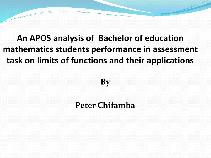 an apos analysis of bachelor of education mathematics