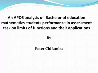 An APOS analysis of  Bachelor of education  mathematics students performance in assessment  task on