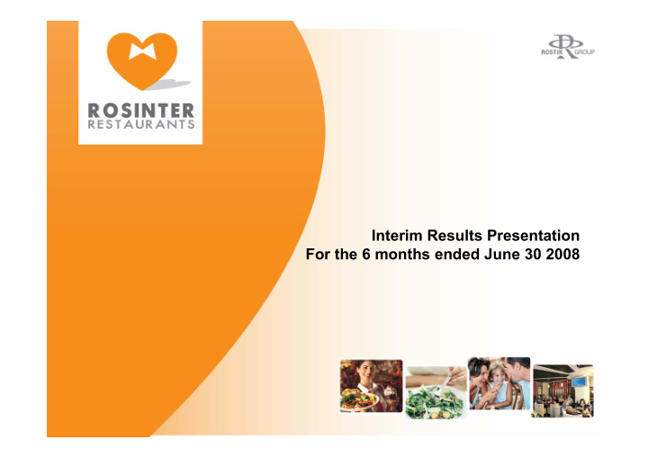 interim results presentation for the 6 months ended june