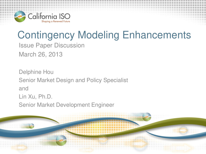 contingency modeling enhancements