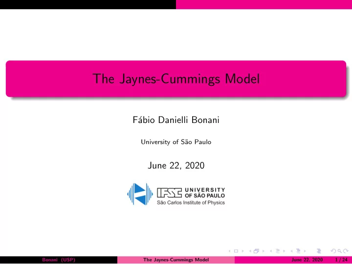 the jaynes cummings model