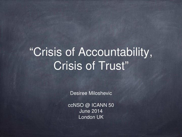 crisis of accountability crisis of trust