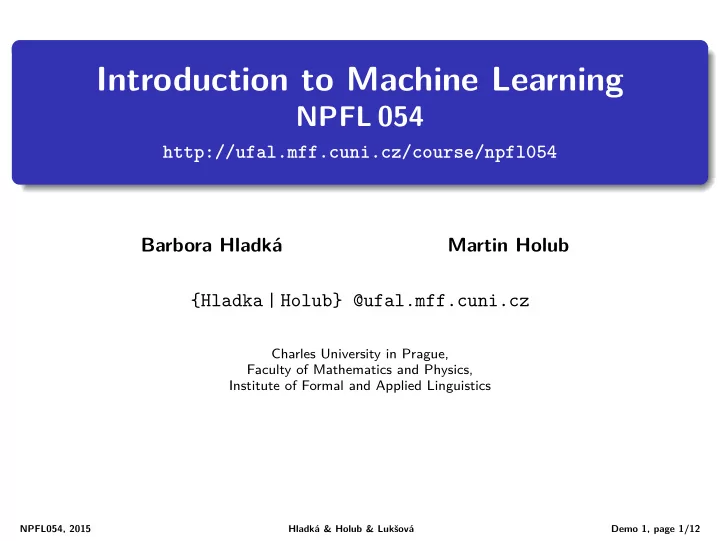 introduction to machine learning