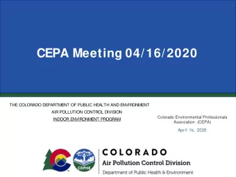 CEPA Meeting 04/16/2020  THE COLORADO DEPARTMENT OF PUBLIC HEALTH AND ENVIRONMENT  AIR POLLUTION