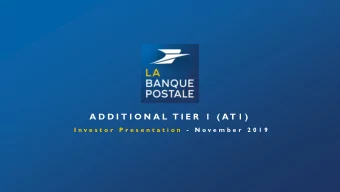 A D D I T I O N A L  T I E R  1  ( AT 1 )  I n v e s t o r  P r e s e n t a t i o n  -  N o v e m b