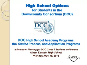 High  High Sc  School Options  hool Options  for St  Students  ents in th  the  Down  Do  wncounty