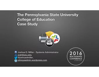 The Pennsylvania State University  College of Education  Case Study Joshua D. Miller - Systems