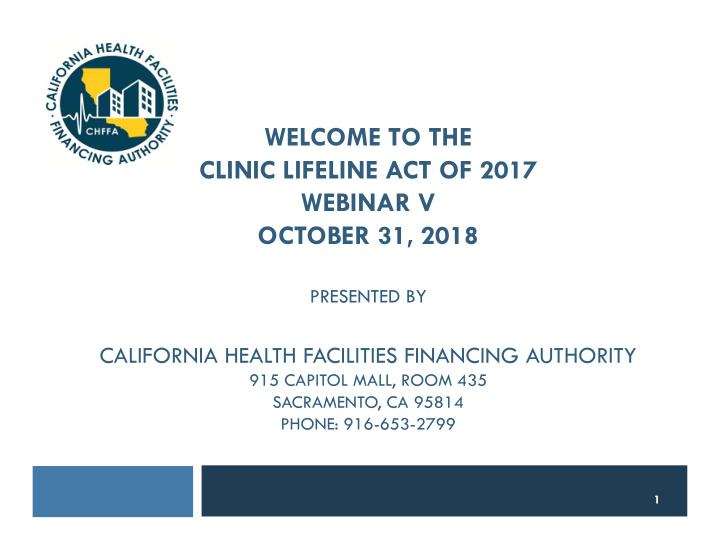 welcome to the clinic lifeline act of 2017 webinar v