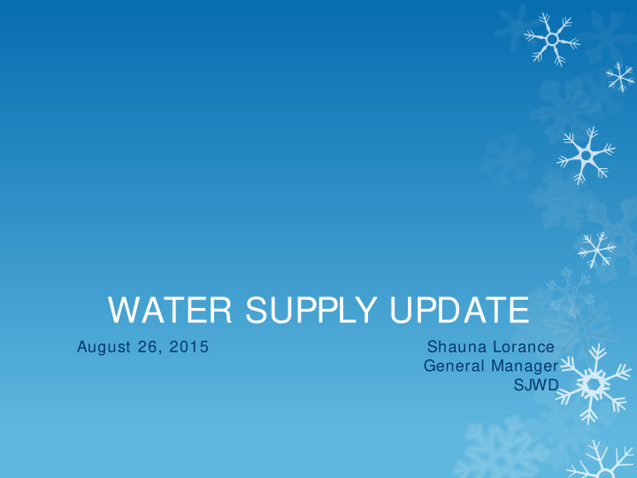 water supply update