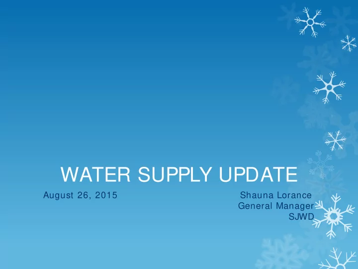water supply update