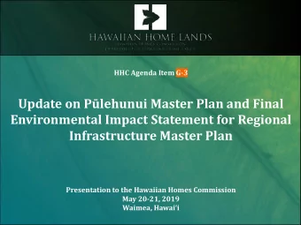 Environmental Impact Statement for Regional  Infrastructure Master Plan  Presentation to the