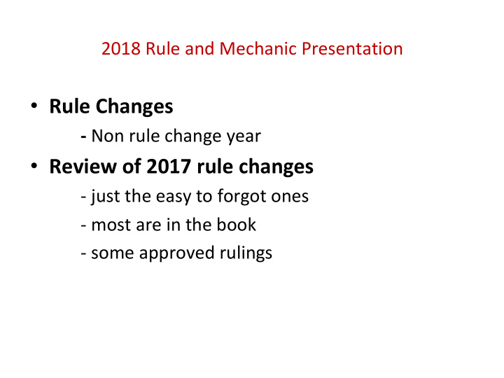 rule changes