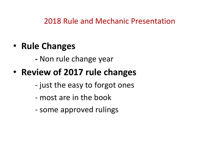 rule changes