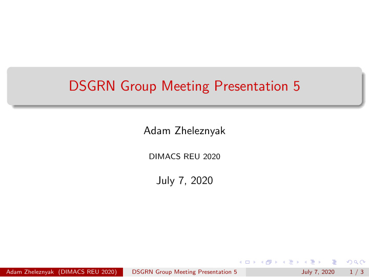 dsgrn group meeting presentation 5
