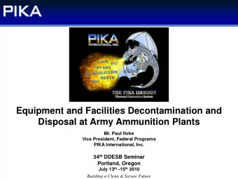 Equipment and Facilities Decontamination and  Disposal at Army Ammunition Plants  Mr. Paul Ihrke
