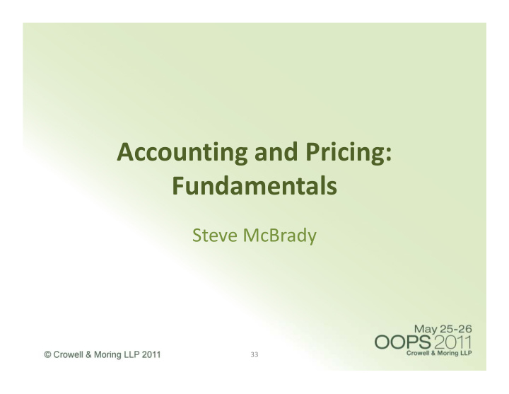 accounting and pricing fundamentals