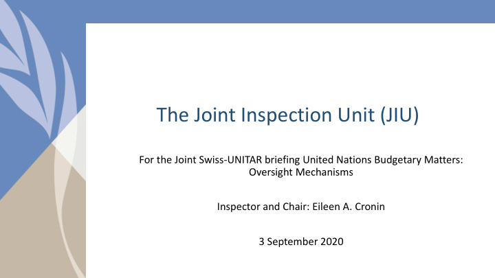 the joint inspection unit jiu