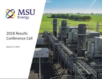 2018 Results  Conference Call  March 27, 2019  Disclaimer  This earnings presentation contains