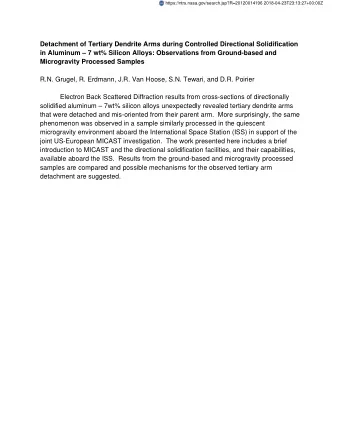 Detachment of Tertiary Dendrite Arms during Controlled Directional Solidification  in Aluminum