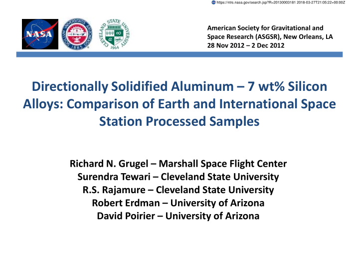 directionally solidified aluminum 7 wt silicon alloys