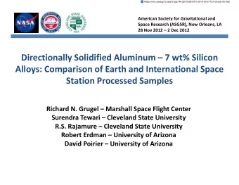 Directionally Solidified Aluminum  7 wt% Silicon  Alloys: Comparison of Earth and International