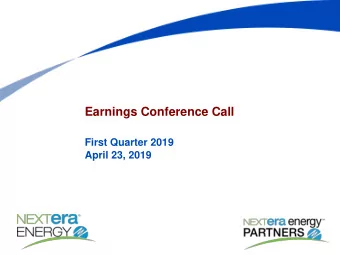 Earnings Conference Call  First Quarter 2019  April 23, 2019  Cautionary Statements And Risk