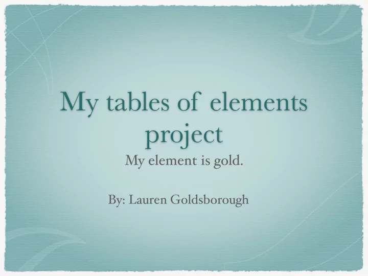 my tables of elements project