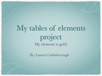 My tables of elements  project  My element is gold.  By: Lauren Goldsborough  Gold  I chose gold