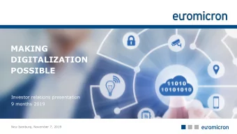 MAKING  DIGITALIZATION  POSSIBLE  Investor relations presentation  9 months 2019  Neu-Isenburg,