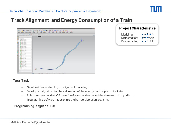 track alignment and energy consumption of a train