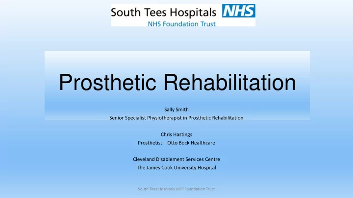 sally smith senior specialist physiotherapist in