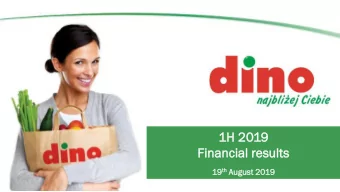 1H  1H 2019  Fin  inancia  ial results  lts th August  19 19 th  ust 2019  Discl  claime  mer