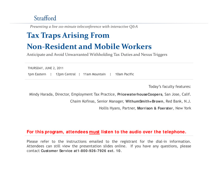tax traps arising from non resident and mobile workers
