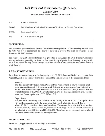 Oak Park and River Forest High School  District 200 201 North Scoville Avenue  Oak Park, IL