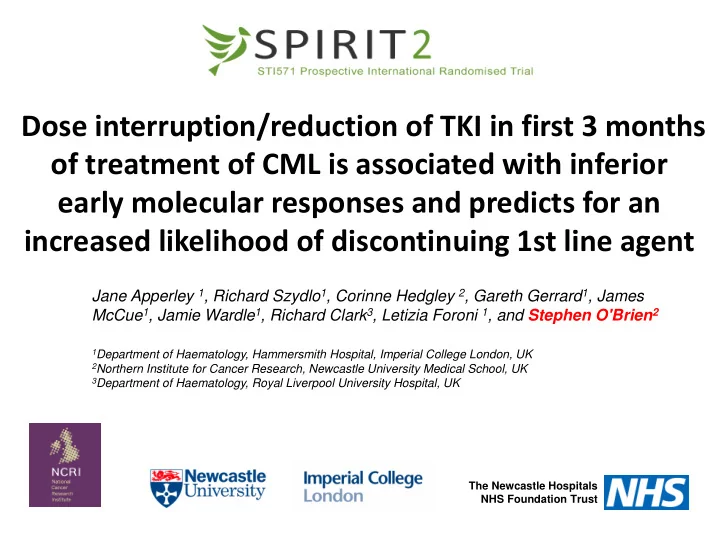 dose interruption reduction of tki in first 3 months of