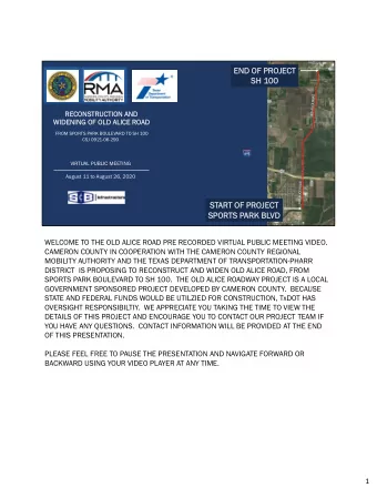 END OF PROJECT  END OF PR  ECT  SH 100  SH 1  RECONSTR  RECONS  TRUCT  UCTION AND  ON AND  WIDENING