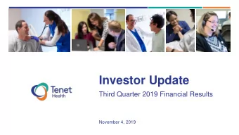 Investor Update  Third Quarter 2019 Financial Results  November 4, 2019  Forward-Looking Statements
