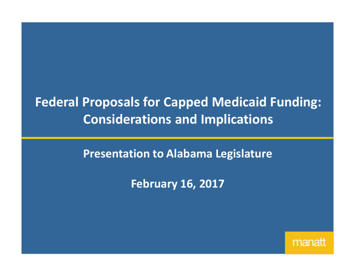 federal proposals for capped medicaid funding