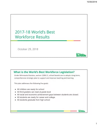 2017-18 Worlds Best  Workforce Results  October 29, 2018  What is the Worlds Best Workforce