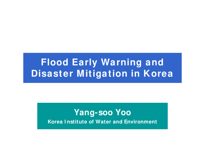 flood early warning and disaster mitigation in korea