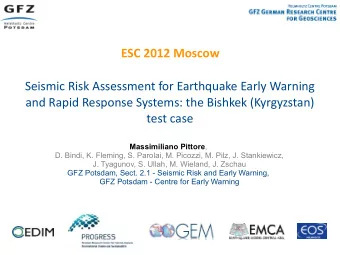 ESC 2012 Moscow  Seismic Risk Assessment for Earthquake Early Warning  and Rapid Response Systems: