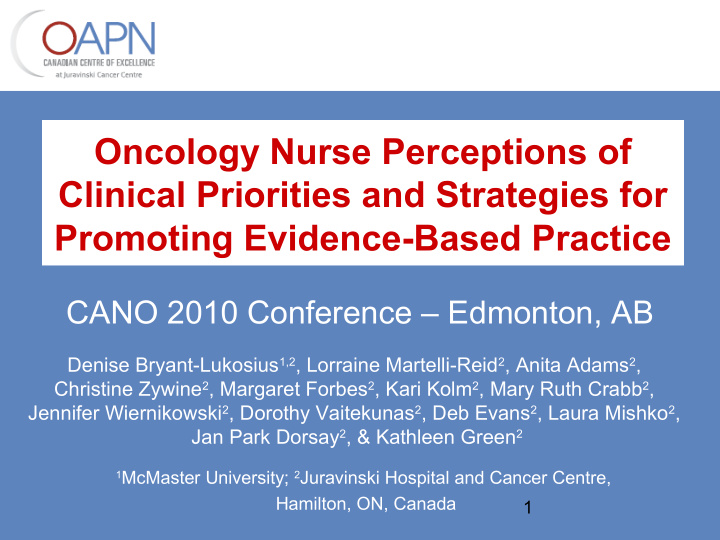 oncology nurse perceptions of clinical priorities and