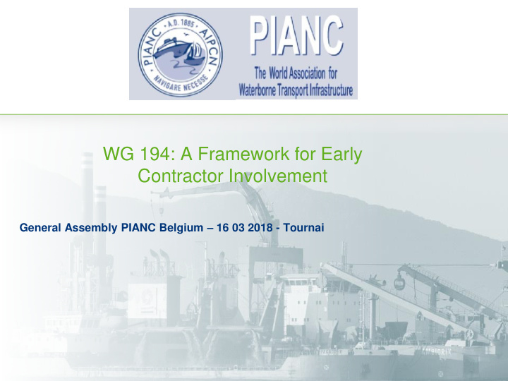 wg 194 a framework for early