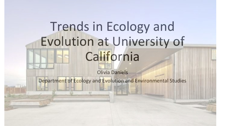 trends in ecology and evolution at university of