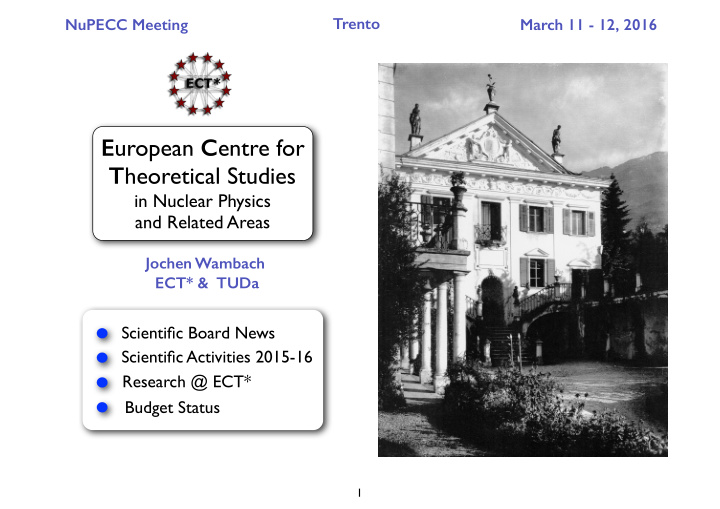 e uropean c entre for t heoretical studies