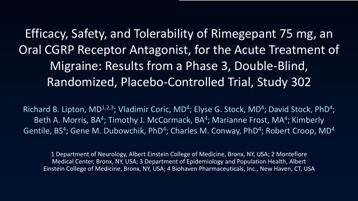 efficacy safety and tolerability of rimegepant 75 mg an
