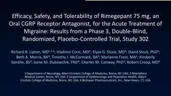 Efficacy, Safety, and Tolerability of Rimegepant 75 mg, an  Efficacy, Safety, and Tolerability of