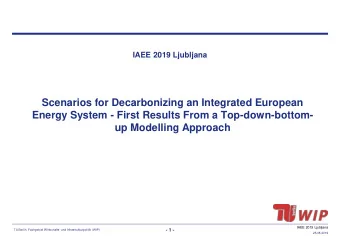 Scenarios for Decarbonizing an Integrated European  Energy System - First Results From a