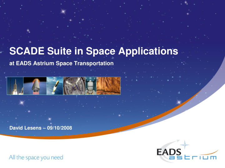 scade suite in space applications