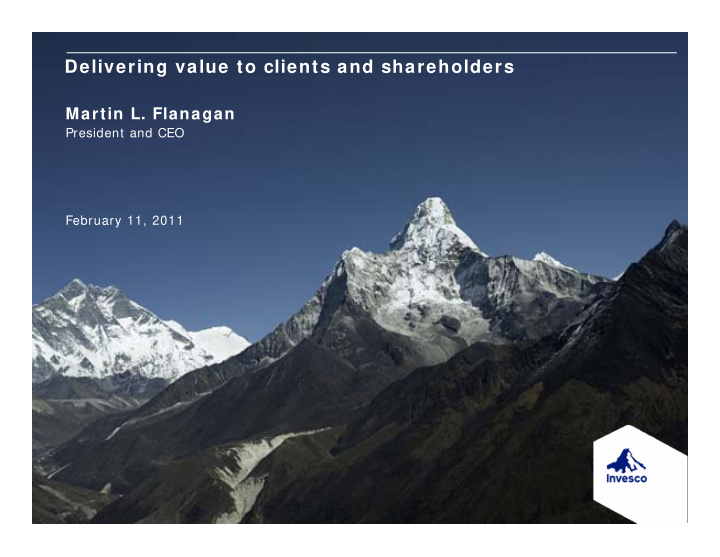 delivering value to clients and shareholders
